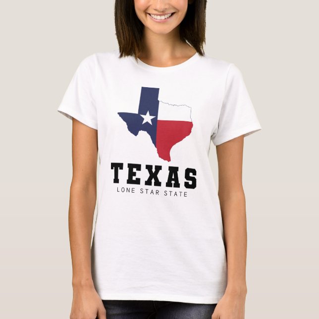 Camiseta Texas, estado de una estrella solitaria, mapa de b (Anverso)