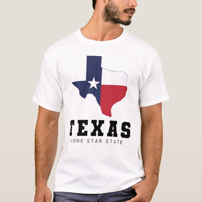 Camiseta Texas, estado de una estrella solitaria, mapa de l (Anverso)