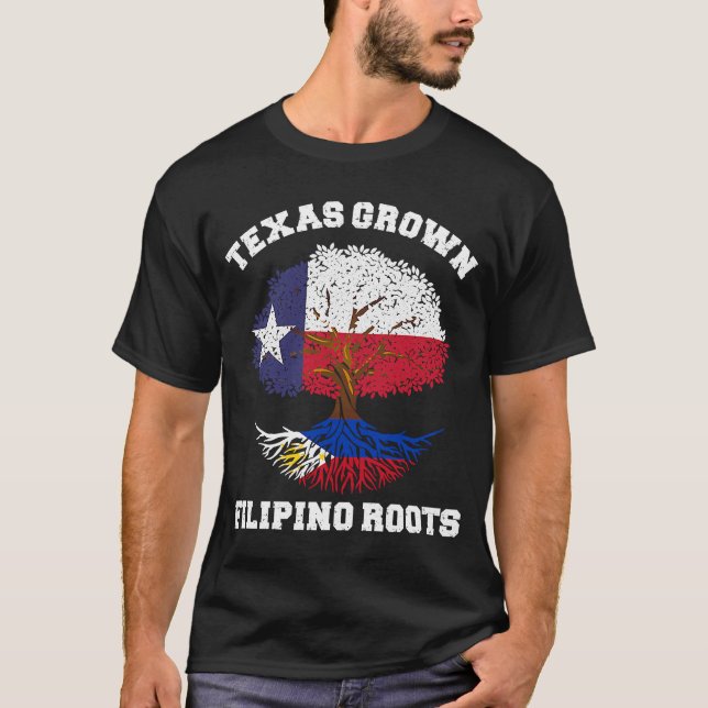 Camiseta Texas Filipinas Texan Filipino Texas creció Filip (Anverso)
