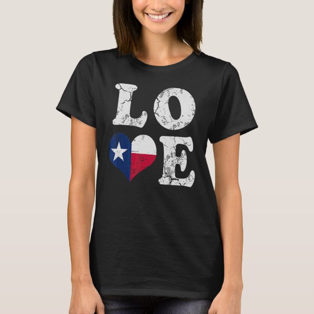 Camiseta Texas Flag Heart Love Home Family Texan (Anverso)