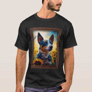 Camiseta Texas Heeler Painter Flor de girasol Mamá F
