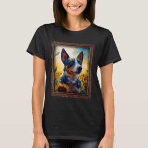 Camiseta Texas Heeler Painter Flor de girasol Mamá F