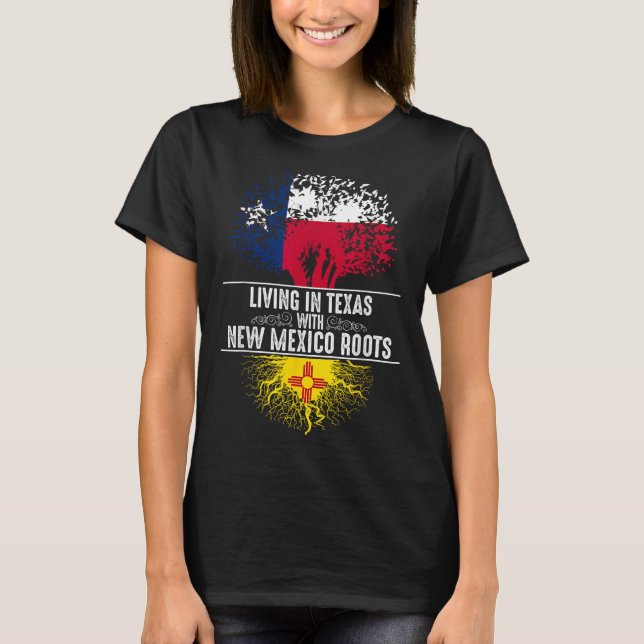 Camiseta Texas Home New Mexico Roots State Tree Flag Love G (Anverso)