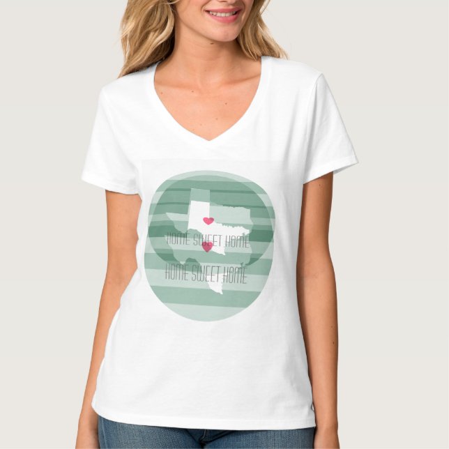 Camiseta Texas Home State Love with Personalizado Heart (Anverso)