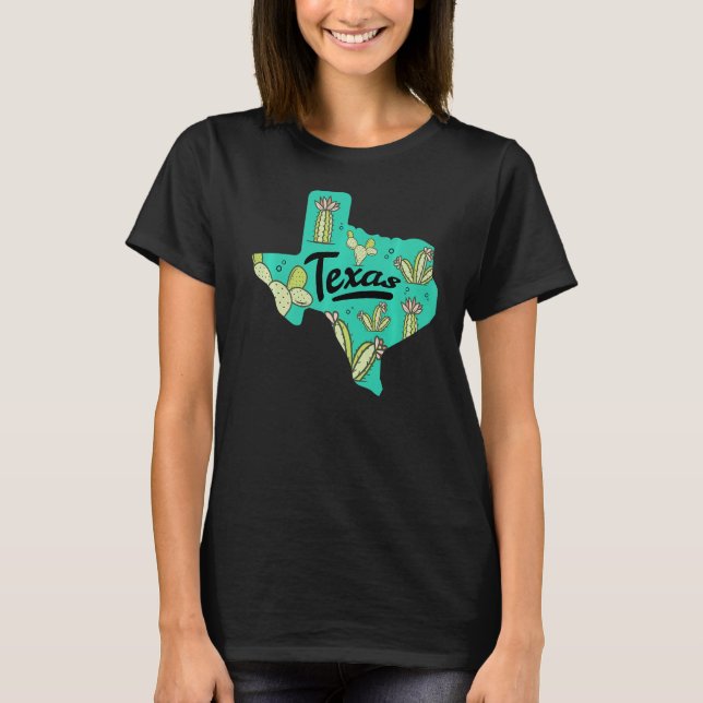 Camiseta Texas Map Floral Cactus Bonito Texas (Anverso)