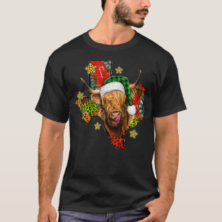 Camiseta Texas Map Merry Chrismtas Santa Scottish Hairy