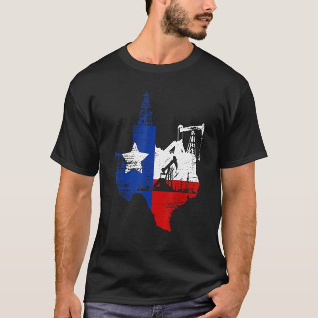 Camiseta Texas Map Oilfield Worker Gasoline Petroleum USA (Anverso)