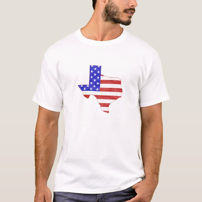 Camiseta Texas Map Shaped American Flag Patriotic Texan (Anverso)