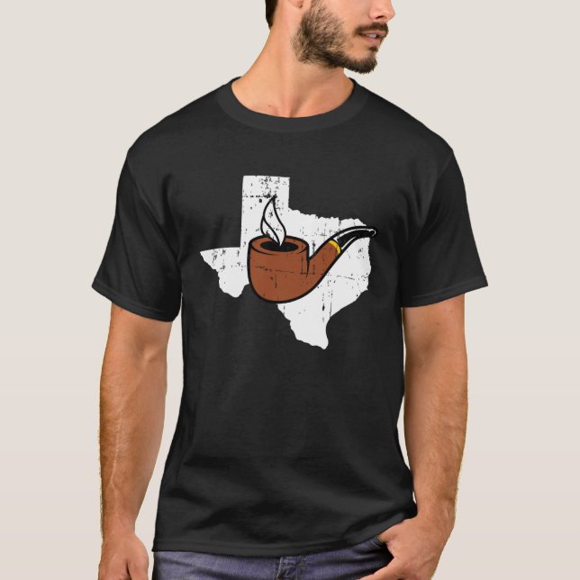 Camiseta Texas Map Tobacco Pipe Smoking Hobby Briar Pipe Sm (Anverso)