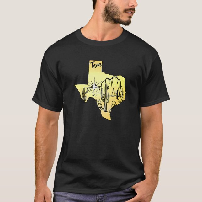 Camiseta Texas Map Wild Desert Sunset Summer Hand Drake Bla (Anverso)