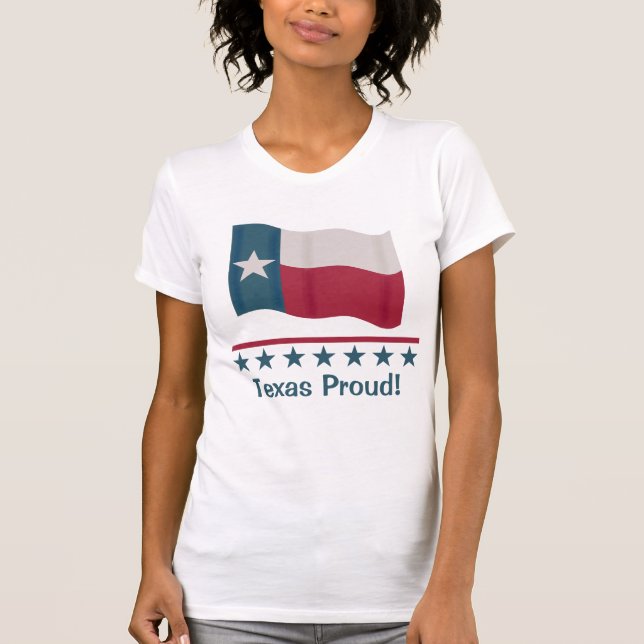Camiseta Texas Orgulloso agitando bandera texana de larga e (Anverso)