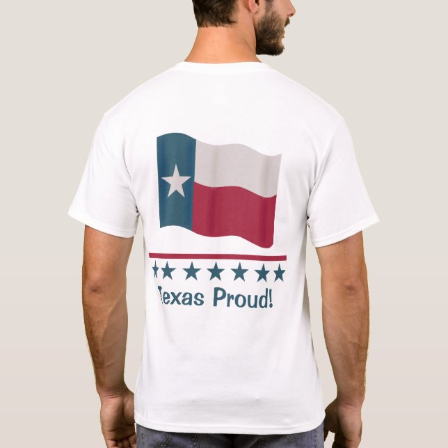 Camiseta Texas Orgulloso Waving Long Star Flag Back Design (Reverso)