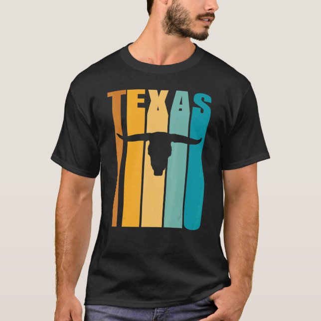 Camiseta Texas Retro Picture Guay Silhouette Longhorn Cow S (Anverso)