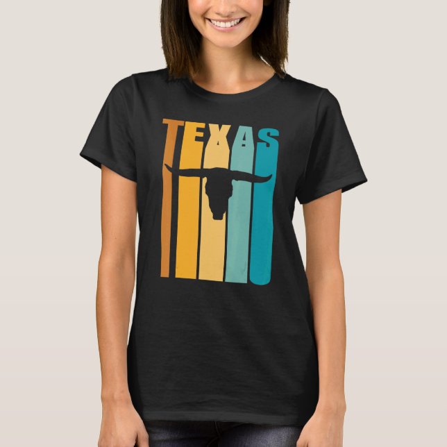Camiseta Texas Retro Picture Guay Silhouette Longhorn Cow S (Anverso)