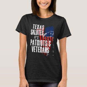 Camiseta Texas saluda a sus patriotas y veteranos estadouni