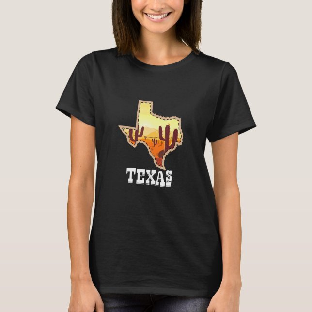 Camiseta Texas Shaped Desert Scenery Estado de Ee. Uu. (Anverso)
