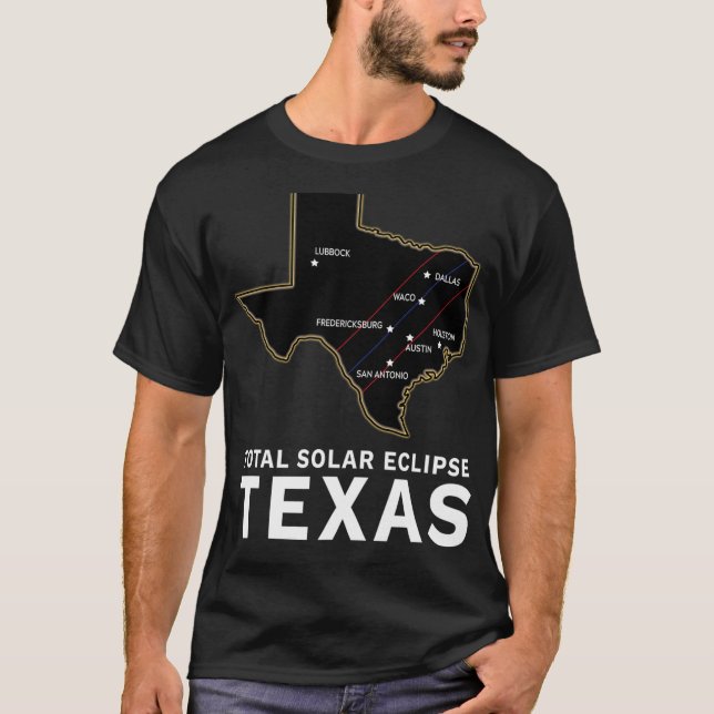 Camiseta Texas Total Solar Eclipse 2024 Ruta De La Totalida (Anverso)