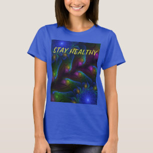 Camiseta Texto abstracto moderno fractal luminoso colorido