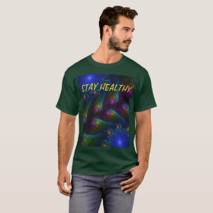 Camiseta Texto abstracto moderno fractal luminoso colorido