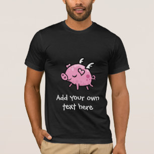 Camiseta Texto adaptable del cerdo del vuelo del dibujo