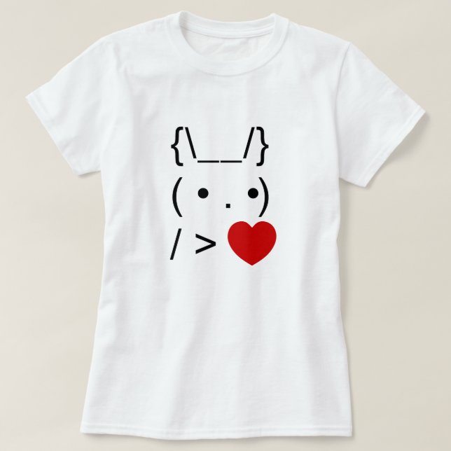 Camiseta Texto ASCII Arte Conejo conejo conejo dar corazón (Diseño del anverso)