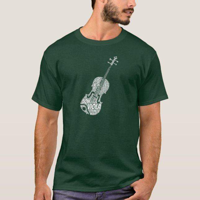 Camiseta Texto blanco de arte con forma de palabra viola (Anverso)