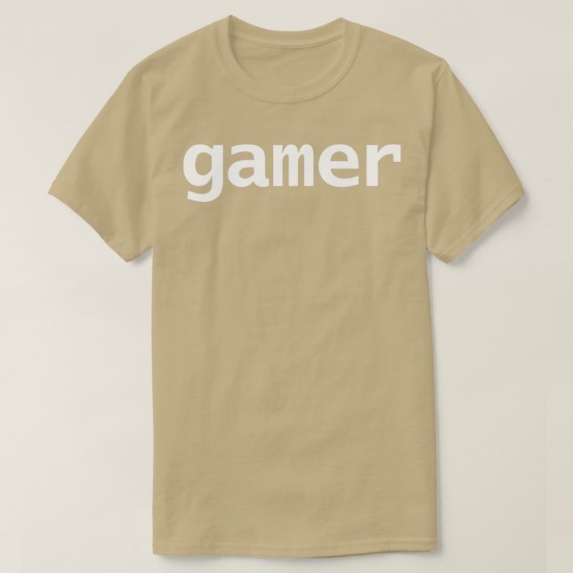 Camiseta Texto blanco de gamer de tipografía mínima (Diseño del anverso)