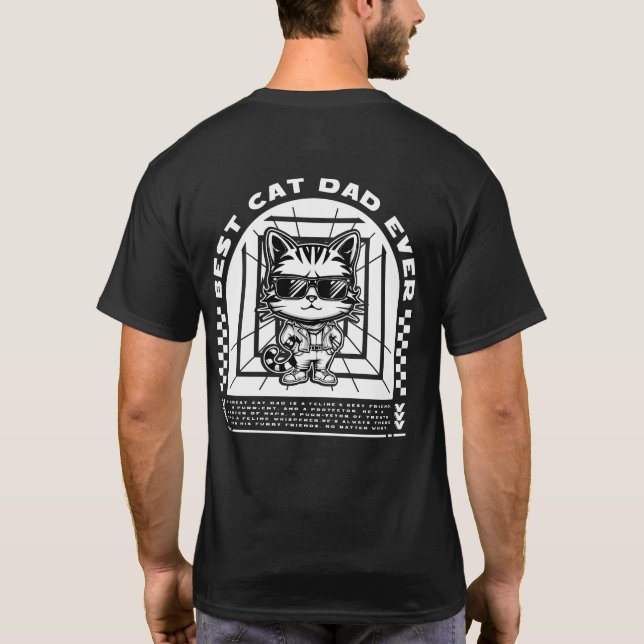Camiseta Texto blanco de Guay de papá de gato (Reverso)