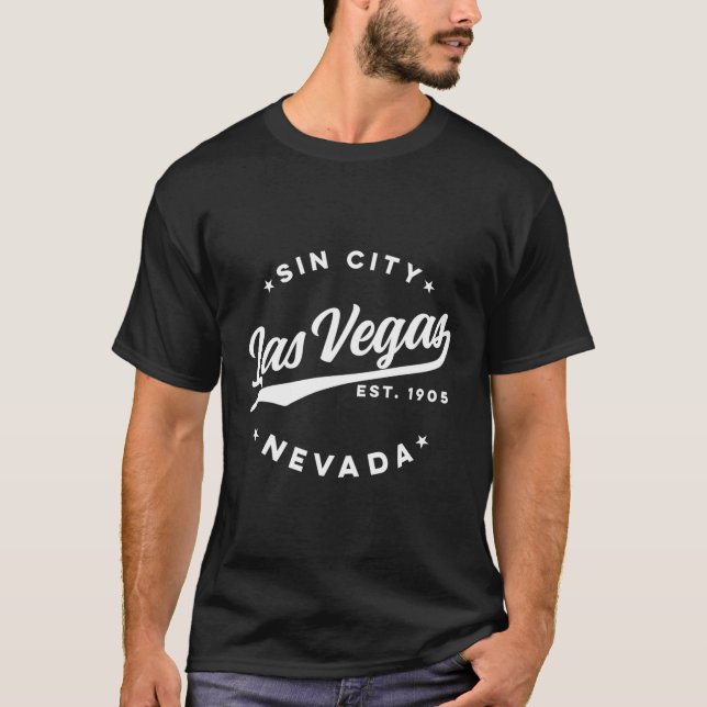 Camiseta Texto blanco de Las Vegas Sin City Nevada (Anverso)