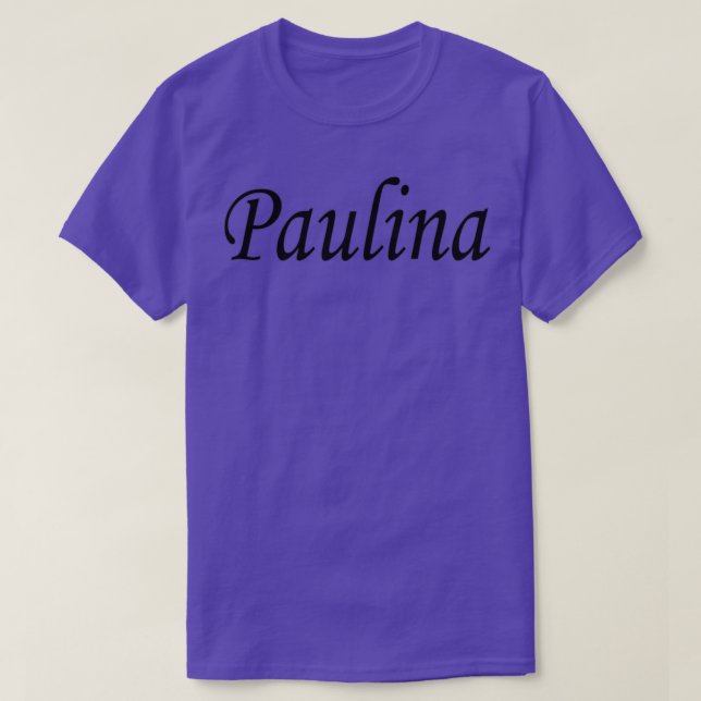 Camiseta Texto con letras de nombre negro de Paulina (Diseño del anverso)