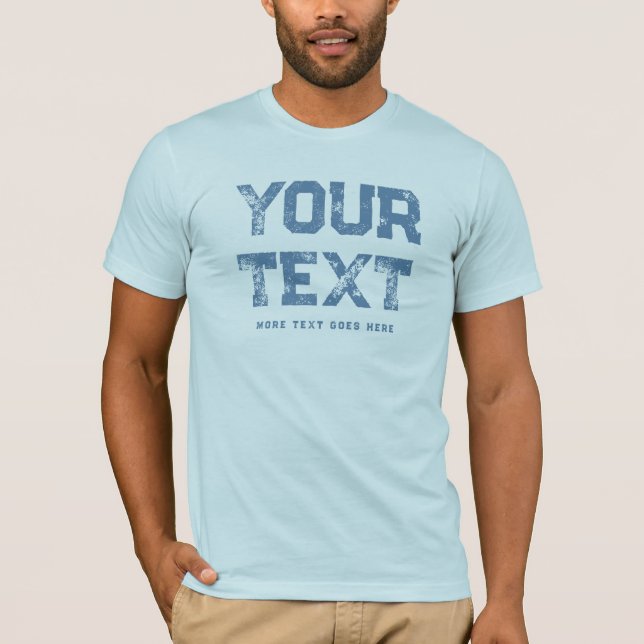 Camiseta Texto con problemas de color azul claro masculino  (Anverso)