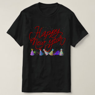 Camiseta Texto Cursivo Rojo Año Nuevo