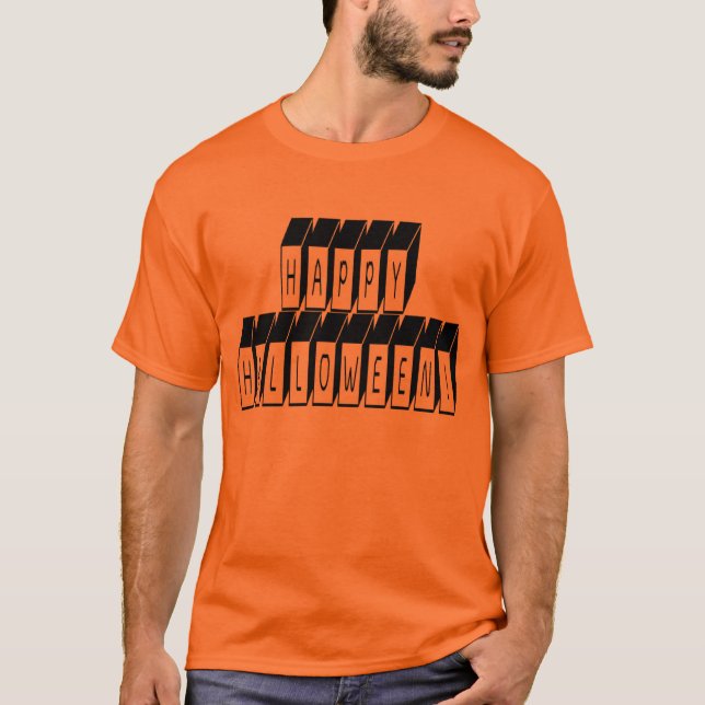 Camiseta Texto de bloque de Halloween (Anverso)