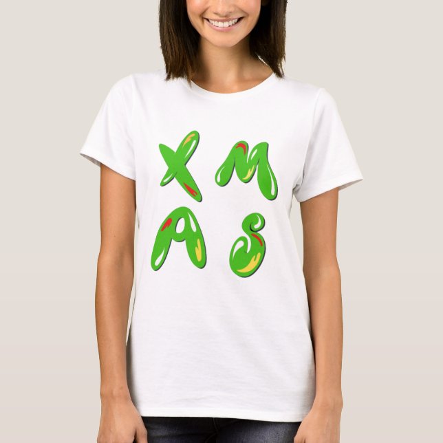 Camiseta Texto de burbuja de navidad (Anverso)