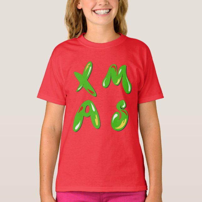 Camiseta Texto de burbuja de navidad (Anverso)