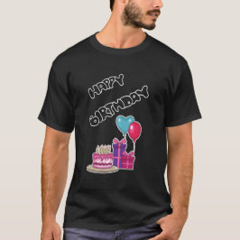 Camiseta Texto de Burbuja Neon Retro Feliz Cumpleaños