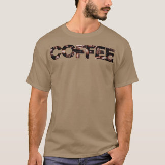 Camiseta texto de café con textura de granos de café
