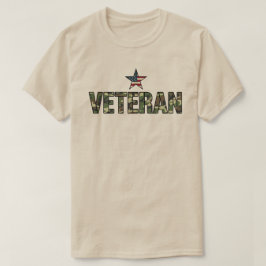 Camiseta Texto de camuflaje de veterano de EE. UU.