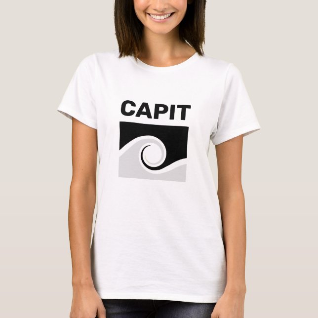 Camiseta Texto de Capit Negrita y Ondas Abstractas (Anverso)