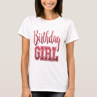 Camiseta Texto de Chica de cumpleaños rojo