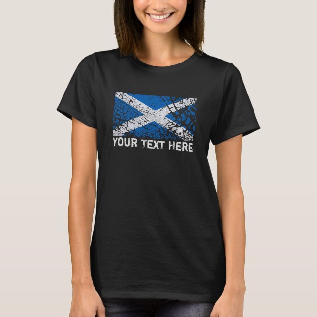 Camiseta Texto de Escocia + Bandera del escocés del Grunge (Anverso)
