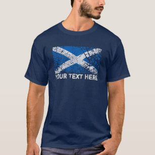 Camiseta Texto de Escocia + Bandera del escocés del Grunge