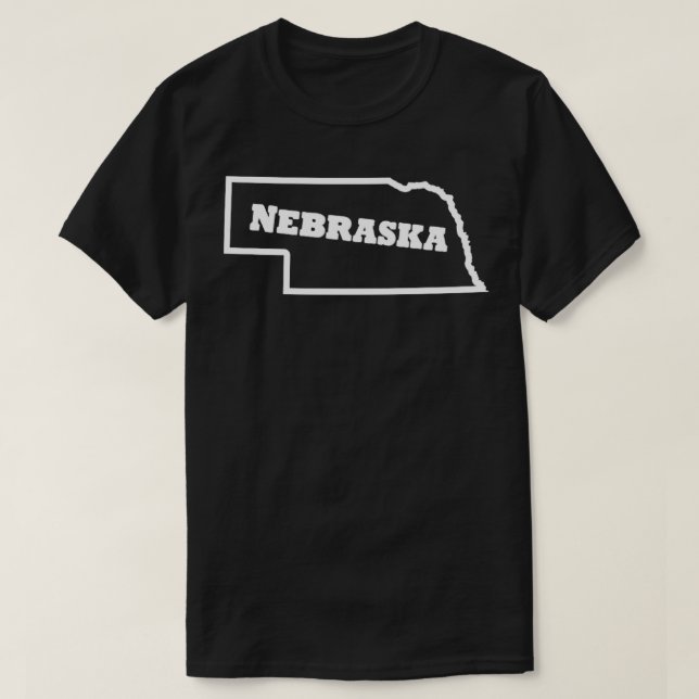 Camiseta Texto de esquema de Nebraska (Diseño del anverso)