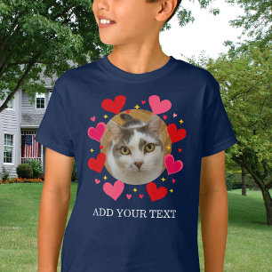 Camiseta Texto de Foto Personalizada Corazones Rojos para N