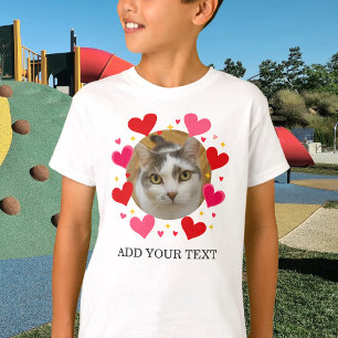 Camiseta Texto de Foto Personalizada Corazones Rojos para N