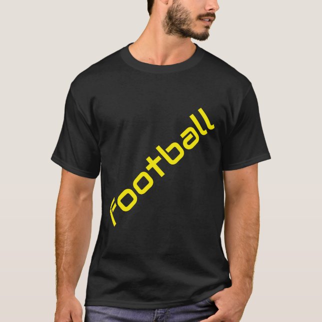 Camiseta Texto de FUTBOL amarillo diagonal con fondo negro (Anverso)