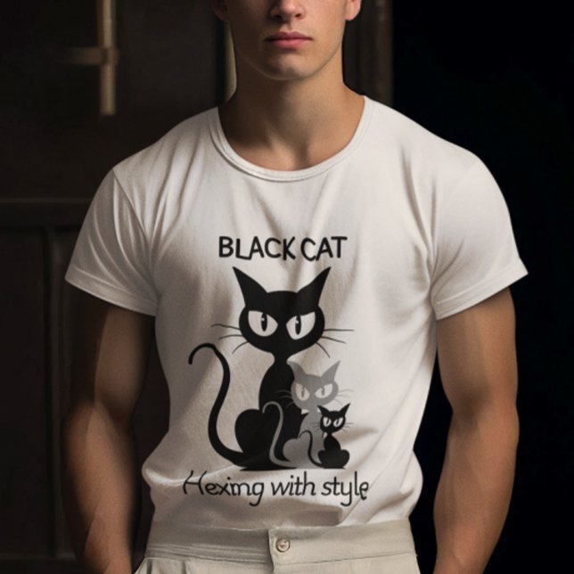 Camiseta Texto de gato negro escrito con tres gatos negros (Subido por el creador)