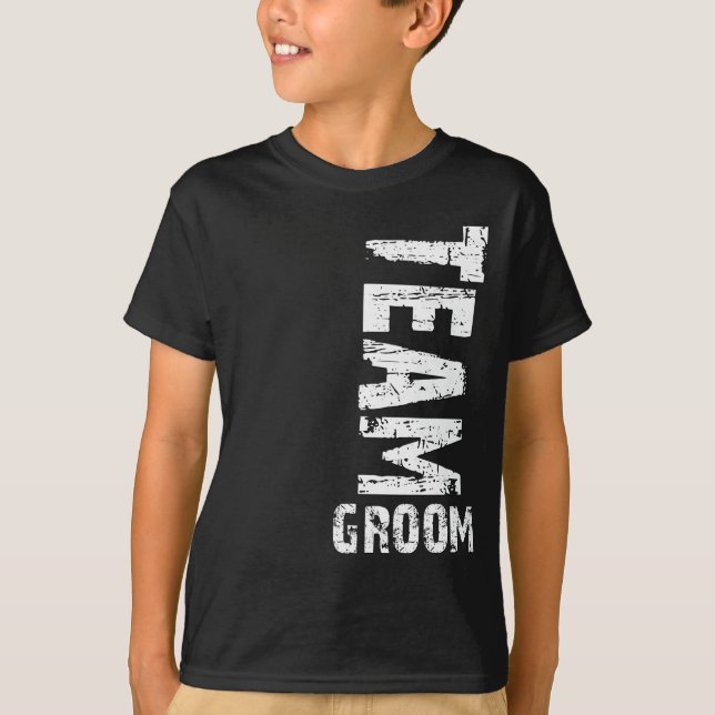 Camiseta Texto de grumos extra grandes de Team Groom (Anverso)