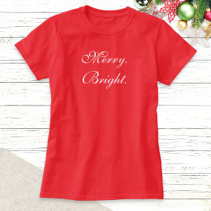 Camiseta Texto de guión mínimo simple Navidades brillantes 