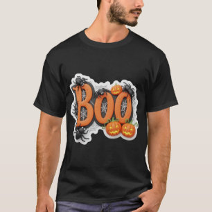 Camiseta texto de Halloween 3D Boo con elementos espeluznan